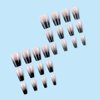 24 Pcs French Tip Press on Nails Short Coffin Black White Gradient Fake Nails with Design Full Cover Glossy Glue on Nails Reusable Artificial Nails for Women Girls Nail Decoration