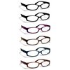 Boost Eyewear 6 Pack Reading Glasses, Womens Fashion Frames (Solid Black, and Blue, Red, Purple, Natural Tortoise Shell Patterns), Spring Loaded Hinges, Assorted, 6 Pairs (+1.75)
