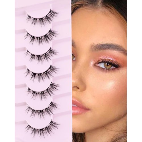 Onlyall Cat Eye Lashes Natural Lashes False Eyelashes Fox Eye Lashes False Lashes 7 Pairs D5