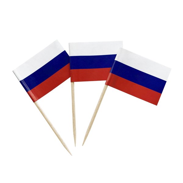 100 Pcs Russia Flag Russians Toothpick Flags, Small Mini Stick Cupcake Toppers Cocktail Picks