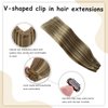 Clip in Hair Extensions Upgrade U-Shaped with 5 Secure Clips Highlight 8P613 Hair Extensions 16 Inch 50g Extensions Ash Brown with Bleach Blonde Hairpieces
