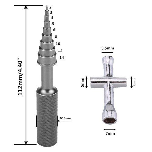 ShareGoo RC Ball Bearing Driver Install Remove Repair Tool,4mm 5mm 5.5mm 7mm Cross Wrenches Maintenance Tool Small Sleeve Hex Socket Wheel Spanner for RC Model Car Truck Buggy