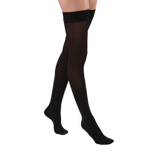JOBST Relief Thigh High Graduated Compression Stockings 30-40mmHg - Comfortable Unisex Design with Silicone Dot Band - Closed Toe, Black, Medium
