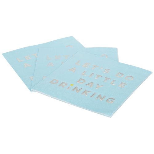 X&O Paper Goods TW4-22027 Let's Do A Little Day Drinking Paper Cocktail Napkins, 5'' x 5'', Blue, 20pcs