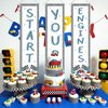 3pcs Race Car Birthday Party Decorations Racing Fans Banners Blue Racing Car Flag Banner Race Car Banner Fast One Two Fast Birthday Party Decorations for Boys Girls Blue Racing Party Supplies