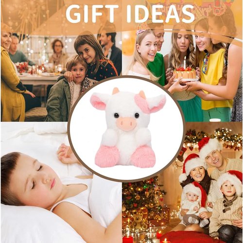 JOSON Cow Stuffed Animal Toy, Cute Strawberry Cow Plush Pillow, Soft Cow Plush Doll, Birthday, for Boys and Girls (Pink Cow)