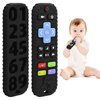 Teething Relief Teethers Toys for Babies 3-6 12 Months Gifts, Silicone Remote Control Baby Teether Bath Toys for 3 6 9 Months Newborn Infant Boy Girl Autism, Food Grade Silicone Sensory Toys, Black