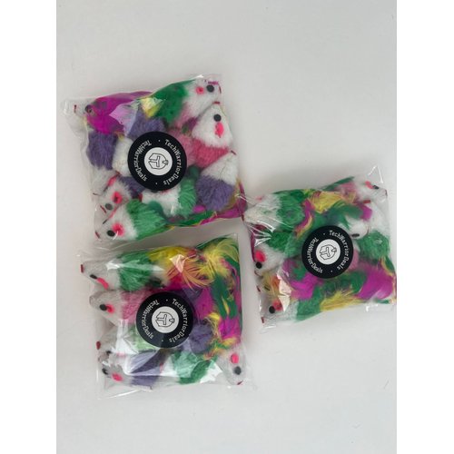 10PCS Cat Toy Mice Rattle Set,Interactive Cat Toy for Indoor Cats and Kittens,Assorted Color Catnip Toys Feather Tail