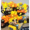 Construction Balloons, 12 inch Black Orange Yellow Balloons,Excavator Helmet Warning Printed Latex Balloons for Construction Party Birthday Truck Theme Baby Shower Boys Party Supplies