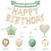 Sage Green Birthday Decorations for Men Women Boys Girls,Sage Green Beige Gold balloons Happy Birthday Balloons Banner Confetti Balloons for Birthday Baby Shower Party Decorations