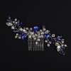 Rumtock Blue Hair Comb with Rhinestones Beads Silver Hair Piece Side Headpiece for Wedding Brides (Blue)