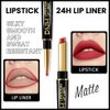 BINGBRUSH 2 IN 1 Lip Liner & Lipstick Makeup Set, Dark Red Matte Metallic Lipliner Set for Black Mature Women Waterproof Long Lasting Gift Set (3Pcs Set10-Matte:25#26#27#, 3Pcs)