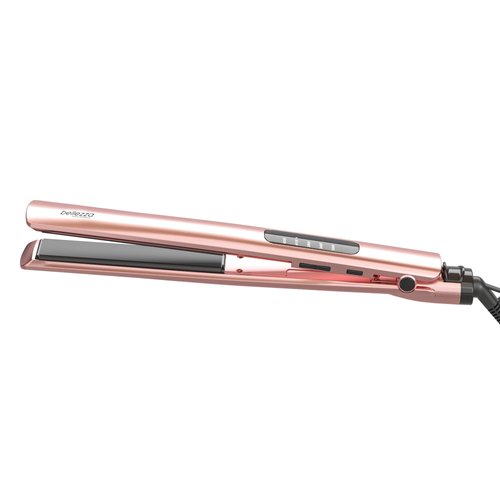 Bellezza SleekBeauty 1” Digital Flat Iron - Ultra-Slim Design - Precise LED Heat Settings to 450°F - Ceramic Plates - Hair Straightener (Rose Gold)