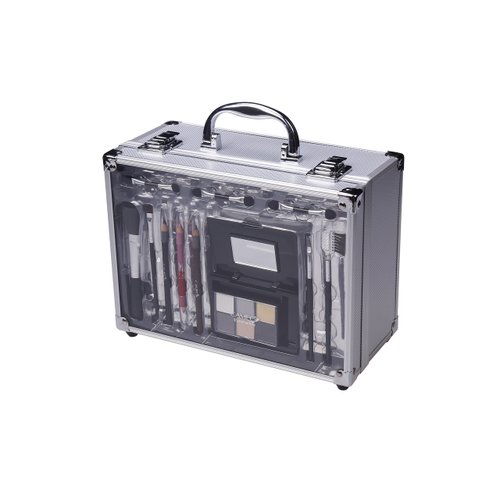 Cameo Carry All Trunk Makeup Kit with Reusable Aluminum Case Exclusive Holiday Gift Set, Black/White