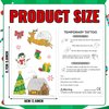 Cerlaza 616 Pcs (56 Sheets) Christmas Temporary Tattoos for Kids, Christmas Fake Tattoo stickers for Stocking Stuffers, Merry Christmas Decorations Tattoos Holiday Birthday Party Favors (Glitter)