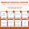 Funny Cocktail Napkins | Fun & Witty Paper Beverage Napkins for Adult Birthday Parties | 8 Unique Phrases | 40 Pack in White (40)