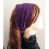 Oyabridal Vintage Lace Headbands for Women Elastic Lace Halloween Headband Party Accessories (Purple)