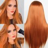 Fugady Ginger Wigs Cooper Red Wig Straight Wig Middle Part Orange Lace Front Wigs for White Women Straight Wig with Baby Hair Copper Red Wig Heat Resisant (Synthetic 24 Inches)
