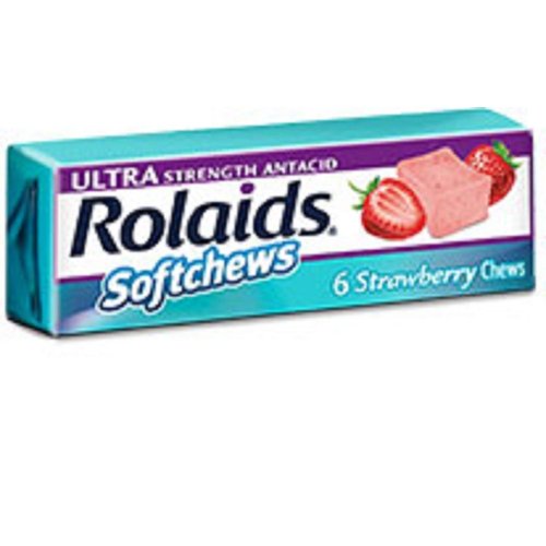Rolaids 8566876 Ultra Strength Antacid Softchews, 6 Strawberry Chews (Pack of 12)