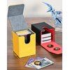 UAONO Card Deck Box for Yugioh MTG Cards, 100+ Deck Case with 2 Dividers Fits TCG CCG, PU Leather Card Storage Box Compatible with Collectible Trading Cards (Black&Red, Sky Dragon)