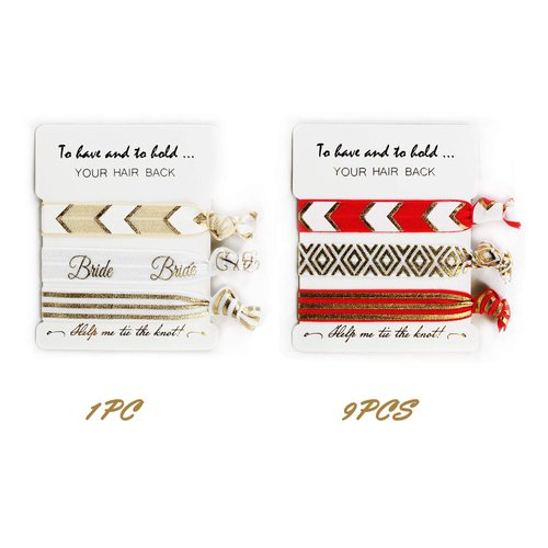 LADY & HOME Bride Tribe Hair Tie, Bridesmaid Hair Tie,Bride Squad Hair Tie for Bachelorette Party Gifts or Wedding Favors(Wine Red)