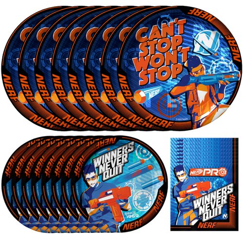 Treasures Gifted Officially Licensed Nerf Birthday Party Supplies - Serves 16 Guests - Dinnerware...