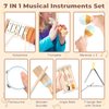 Funsland Musical Instruments for Toddlers 1-3 - 7 in 1 Montessori Wooden Percussion Music Toys Set for Kids and Babies