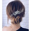 Jonky Bride Wedding Crystal Hair Comb Silver Pearl Hair Piece Rhinestone Hair Accessories for Women and Girls