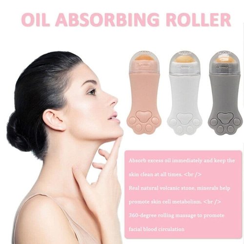 4 Pcs Oil Absorbing Volcanic Roller, Portable Reusable Cat Claw Shape Oil Control Natural Stone Facial Oil Control Tool Face Roller T-Zone Oil Removal Ball