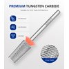 AIRSEE Tungsten Carbide Acrylic Nail Drill Bit Efile Electric File Machine Head Tip for Manicure Polishing Art Remove Gel 3/32" 2 Way Professional Tech Flat Top Tapered Barrel Fine-F