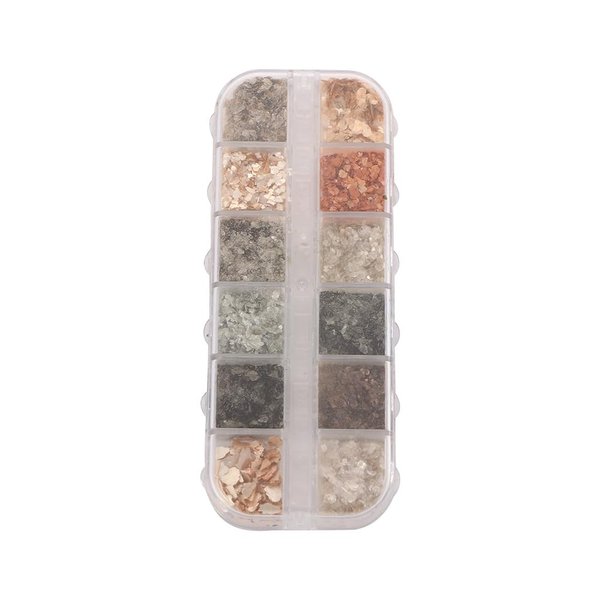Vctitil 12 Grids Seashell Nail Art Glitter Slices Abalone Shell Slice Nail stickers Nail Sequins Ultra Thin Irregular 3D Nail Art Decorations