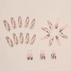 Press on Nails Long Coffin MABKJLF Spring French Fake Nails Full Cover False Nails with Flower and Leaves Designs Glossy False Nails with Nail Glue Artificial Acrylic Nails for Women Girls 24 Pcs