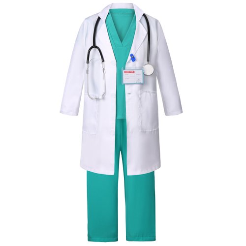 Gortykor Doctor Costume for Kids Doctor Lab Coat Doctor Dress up for Boys Girls Halloween Dress Up(3-4 Years)