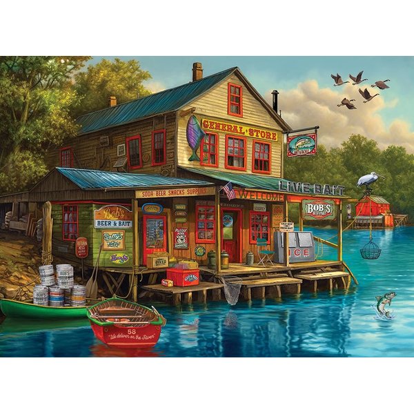 Cobble Hill 1000 Piece Puzzle - Bob's Beer & Bait- Sample Poster Included