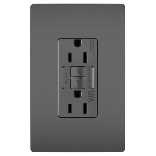 Legrand radiant 1597TRWRBK 15 Amp Outdoor GFCI Self Test Tamper Resistant Weather Resistant Decorator Duplex Outlet, Black (1 Count)