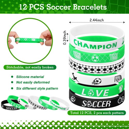 Aoriher Soccer Party Favors Set, Soccer Goodie Bag Fillers, Toy Whistle, Stickers Stress Ball Keychain Silicone Bracelet Erasers for Birthday Party Supplies