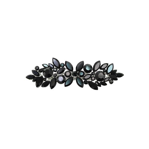 Faship Gorgeous Black Rhinestone Crystal Floral Hair Barrette Clip