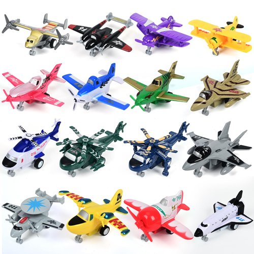 HAPTIME Pull-Back Airplane Toy, Planes Toys for Toddlers 2-5, Great Party Favors for Kids, Includes Helicopter, Aircraft, Fighter Jets etc.