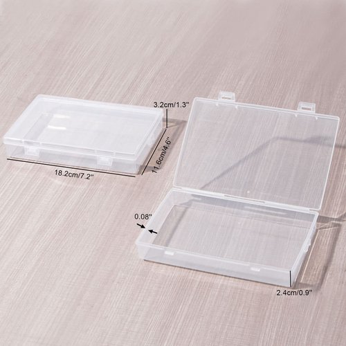 Ganydet 6 Packs Small Plastic Boxes, Rectangular Small Plastic Containers with Lid, Craft Box Containers for Craft Supplies and Little Bits, 7.2'' × 4.6'' × 1.3''