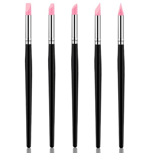 Silicone Rubber Tip Paint Pens Brushes 5 Pcs Silicone Nail Tool Nail Art Sculpture Pen Silicon Color Shaping Wipe Out Carving Pen Flexible Clay Sculpture Tools