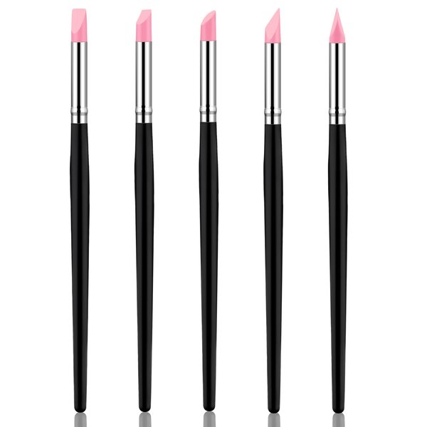 Silicone Rubber Tip Paint Pens Brushes 5 Pcs Silicone Nail Tool Nail Art Sculpture Pen Silicon Color Shaping Wipe Out Carving Pen Flexible Clay Sculpture Tools