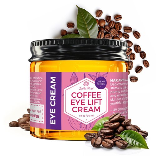Leven Rose Lifting Coffee Eye Cream 1 oz - Natural Caffeine Eye Cream for Dark Circles and Puffin...