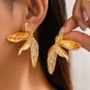 Octwine Vintage Statement Leaf Silver Gold Boho Chunky Earrings Dangling for Women Stud Flower Earrings Chandelier Statement Earrings Sparkly Simple Earrings for Women (Gold)