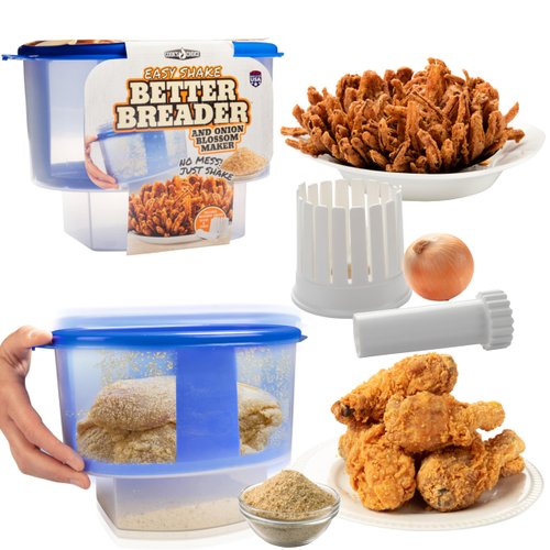 Onion Blossom Maker Set with The Original Better Breader Bowl- All-in-one Set includes Blooming Onion Slicer & Mess Free Batter Breading Station for Home or On-the-Go- Perfect for Holiday Recipes