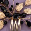 JWICOS Beaded Crystal Bridal Hair Comb with Hair Accessories for Brides and Bridesmaids (Gold Black)