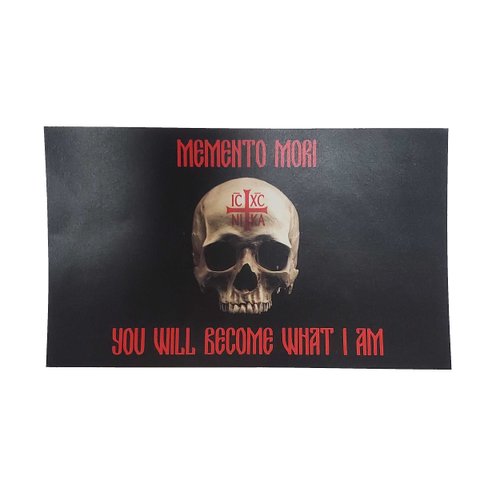 Memento Mori You Will Become What I Am 3" x 5" Matte Vinyl Stickers, Flags Unfurled