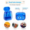 NeaLia Colored Pencil Sharpeners Manual, Hand Held Small Compact Pencil Sharpener for Kids with Lid Dual Hole, (8-11mm) No.2/Makeup Pencils Classroom Adults Artist Students School Home Office -4PCS