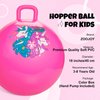 ZOOJOY Hopper Ball, Pink Bouncy Balls for Kids, 18 Inch Sit on Jumping Ball with Handle for Girls Gift Aged 3-8, Inflatable Unicorn Bounce Hopper Balls Toy with Pump