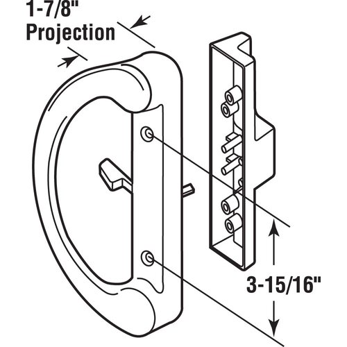 Prime-Line C 1343 Mortise Style Sliding Patio Door Handle Set - Replace Old or Damaged Door Handles Quickly and Easily – Tan Diecast, Non-Keyed, Fits 3-15/16” Hole Spacing (Single Pack)