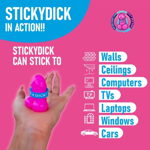 StickyDick 4 Pack - Sticky Toys - Novelty Sticky Toy & Fidget Sensory Toy - Sticks to Wall, Ceiling, Glass, Computers, Car - Fun Party Favors - STICKYDICK.COM a USA Company